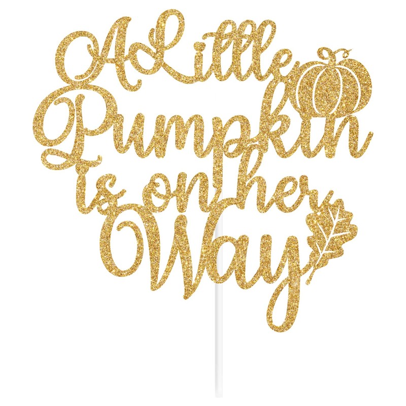 Decoración de pastel con purpurina dorada con texto «A Little