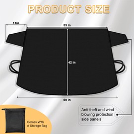Car Windshield Cover for Ice and Snow | Heavy Duty 600D Oxford Fabric | Windshield Protector for Cars, SUVs, Trucks | Secure Fit Waterproof Frost Cover | Winter Car Accessories