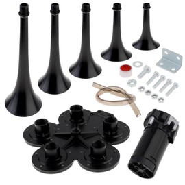 DriSentri Train Horns Kit, 12V Air Horn for Truck, 185dB Super Loud Five Trumpet Air Horn with Compressor for Vehicle Car SUV Trucks Pickup Trains Lorrys Cars Boats, Black