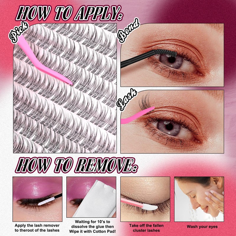 Natural Lash Extension Kit Wispy Eyelash Clusters 9-11mm Lash Cluster