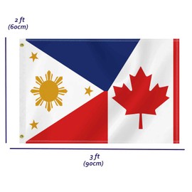 2×3 FT Philippines Canada Friendship Flag,Medium 60×90 CM Filippo Canadian Outdoor Banner,100D Decor,Doube Side Printing For Patio Garden With Brass Gromment