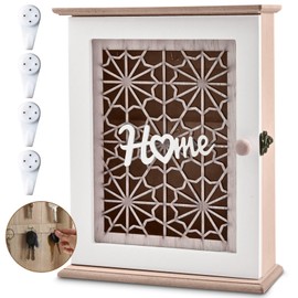 Key Cabinet Modern – Wooden Key Box Large Key Box Hallway Key Cabinet Oak Wall Mount Key Holder Key Cabinet Home Decorative Key Holder with 6 Hooks