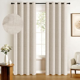 100% Blackout Shield Linen Blackout Curtains for Bedroom, Thermal Insulated Curtains 72 Inch Length 2 Panels Set, Grommet Drapes for Living Room, 50” W x 72” L, Butter Cream