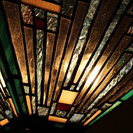 CHLOE Lighting Innes Tiffany-Style Blackish Bronze 2 Light Mission Ceiling Fixture 14" Wide