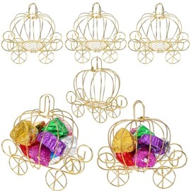 Lurrose 6 Piezas Mini Carruaje Metálico Decorativo, Cajas de Dulces Carruaje de Calabaza Centros de Mesa Princesa, Porta Dulces Metálico para Arreglos, Centros de Mesa, Decoración de Hogar, Eventos