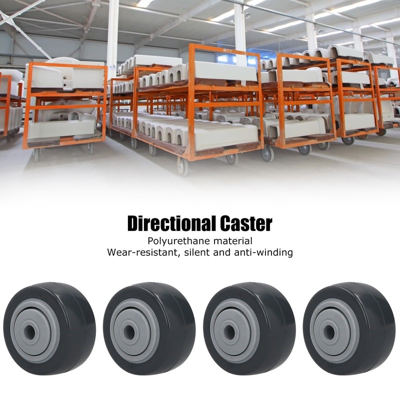 4Pcs Mute Wheel PU AntiWinding Furniture Trolley Directional Caster 2in