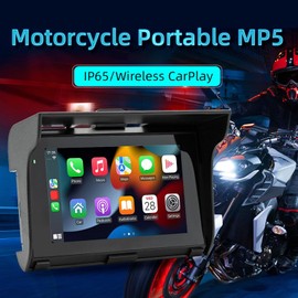 Carplay Inalámbrico Portátil y Pantalla Android Auto para Motocicleta, Estéreo de Coche con Doble Bluetooth, IP67 Resistente Al Agua, Navegador GPS Estéreo para Moto para MirrorLink