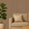 Ribbed Wood Effect Wallpaper – Dark Oak Fluted Panel Design