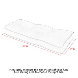 Favoyard Outdoor Bench Cushion 36 x 14 Inch Water-Resistant & 3-Year Fade Resistant Patio Furniture Cushions Tufted Garden Seat Pads for Indoor/Outdoor Porch Sofa Settee Couch with Ties, Blue