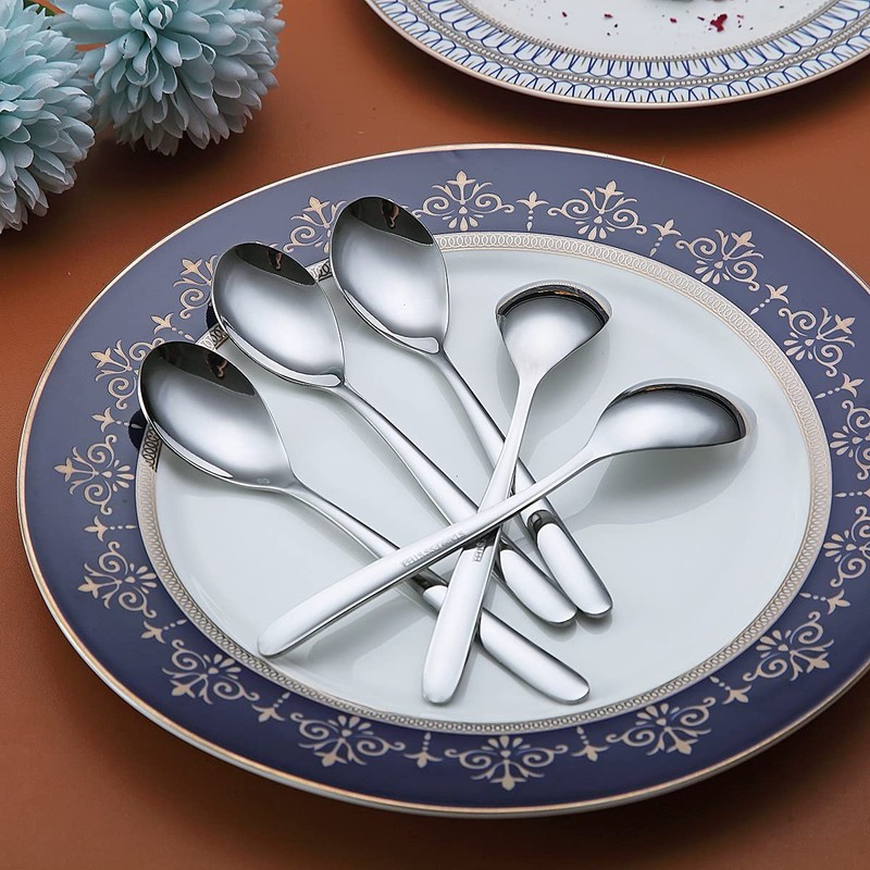 Teaspoons, 6 Piece Spoons Silverware, Stainless Steel Small Spoons, Tea