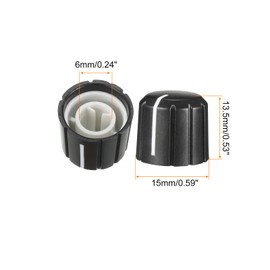 Rebower 20pcs Potentiometer Knobs Knurled Shaft Insert D Type Switch Knobs [for Audio Device] - 15 x 13.5 mm/6 mm/Black White