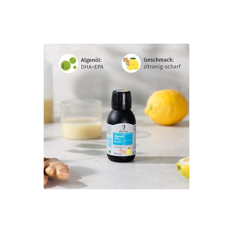 Dr. Budwig Premium Omega 3 Algae Oil Vegan Lemon Ginger