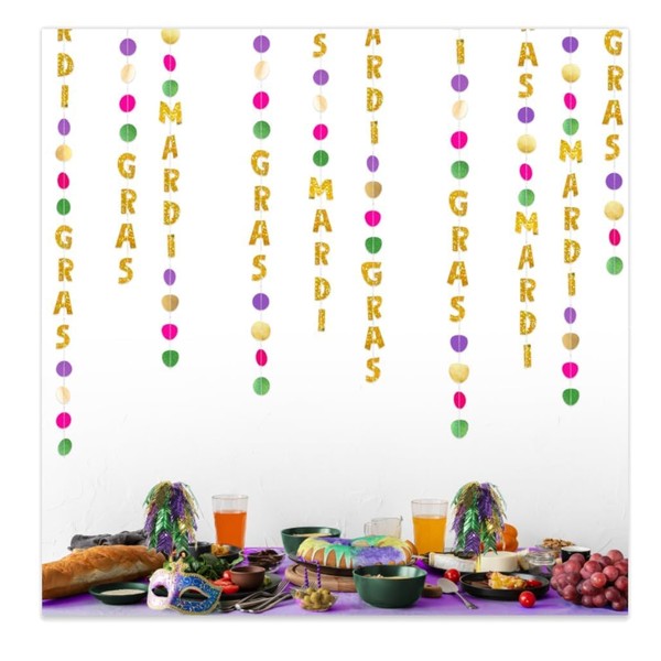 Cheerland Mardi Gras Garland Purple Gold and Green Hanging Streamer