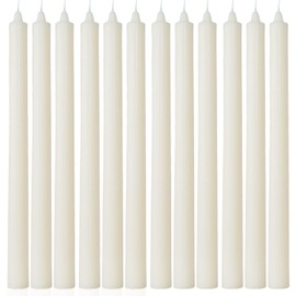 Tall Dripless Taper Candles Ivory Tapered Candlesticks-Smokeless,Unscented,Long Burning-Hand Poured,Colored for Home Decor Wedding, Dinner-10.6inch,Set of 12