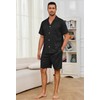 EK4YDNDS Men Pajama Set, Button up Sleepwear Short Sleeve Pjs