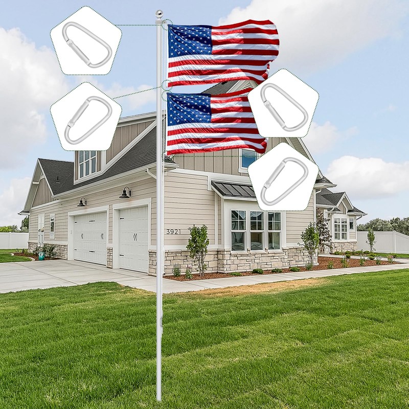 CQ Garden Flag Snap Hooks, Large Size Aluminum Metal Flag