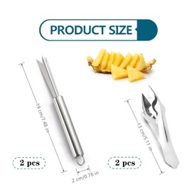 4 PCS of Pineapple Eye Peeler Removal Tool, Stainless Steel Pineapple Eye Clip and V-Shaped Pineapple Eye Cutter, Multi-Purpose Pineapple Peeler, Household Kitchen Peeler