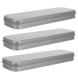 STOBOK 3 Pieces Metal Tin Box Durable Storage Box for Pens Makeup Brush Small Parts Practical Organiser for School Office Home Rectangular Shape