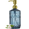JASAI 18Oz Blue Glass Soap Dispenser with Golden Pump, Refillable