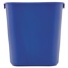 Rubbermaid 295573BE Small Deskside Recycling Container, Rectangular, Plastic, 13.625qt, Blue