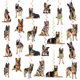 24 Pcs German Shepherd Hanging Decorations German Shepherd Hanging Swirls Ceiling Swirls Funny Dog Birthday Party Supplies for German Shepherd Party Decorations