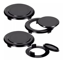 3 Set 2 Inch Patio Table Umbrella Hole Ring and Cap, Standard Umbrella Hole Ring Plug and Cap Set for Glass Outdoor Patio Garden Table Deck Yard, Prevents Scratches and Stabilizes Umbrellas (Black)