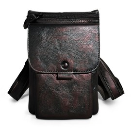 Le'aokuu Men Leather Fashion Waist Belt Bag Fanny Pack Casual Small Messenger Crossbody Travel Bag