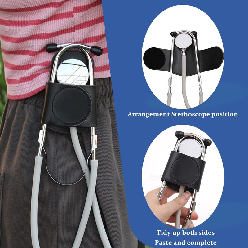 Powerful PU Leather Stethoscope Holder Belt Clip Universal Fit for