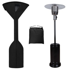 Easy-Going Stand-Up Patio Heater Cover with Zipper and Storage Bag, Waterproof Outdoor Heater Cover Dustproof, UV-Resisant, Wind-Resistant (95" H x 34" D x 19" B, Black)