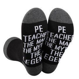 BDPWSS PE Teacher Socks PE Teacher The Man Myth Legend Novelty Socks For Physical Education Teacher Appreciation Gift (CA/US, Alpha, One Size, Regular, Regular, PE Teacher Socks)