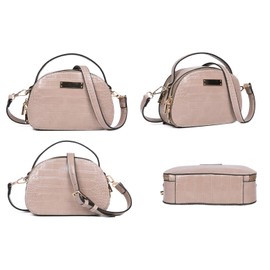 Feversole Fashion Double Zip Small Shoulder Bag with Detachable Long Strap - Beige - s