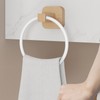 Bathroom Towel Holder Wood Towel Holder Hanger Wall-Mounted Round Towel