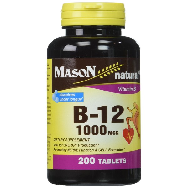 Mason Vitamins B 12 1000 mcg Dissolves Under Tongue Tablets, 200 Count