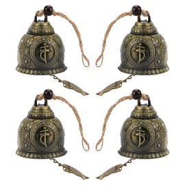 Vctitil 4pcs Vintage Feng Shui Wind Chime Fortune Windbell Crafts Bell Blessing Hanging Decor On Rope Wall Hanging
