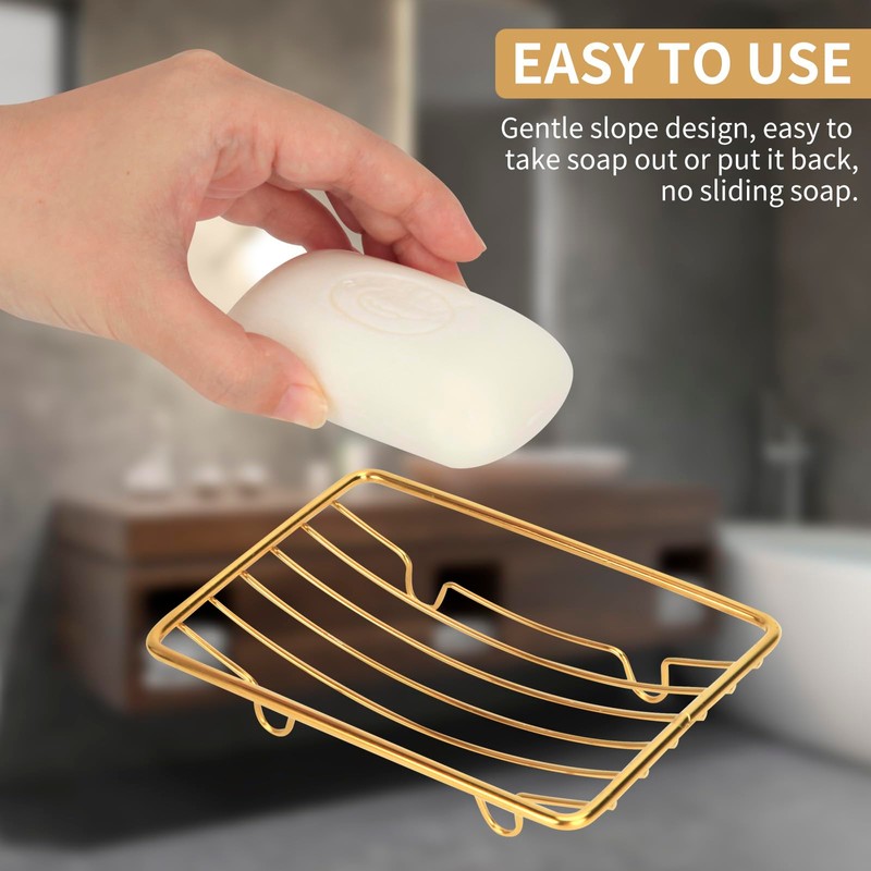 Snailhouse Soap Dishes, 2 Pack Self Draining Rustproof Stainless Steel