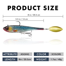 TRUSCEND Señuelos de Pesca Suaves preinstalados, señuelos de fácil Captura Bien Hechos para Pesca Familiar, Cebo de natación de Gran acción con Spinner, Plantillas de Pesca Tipo Crappie