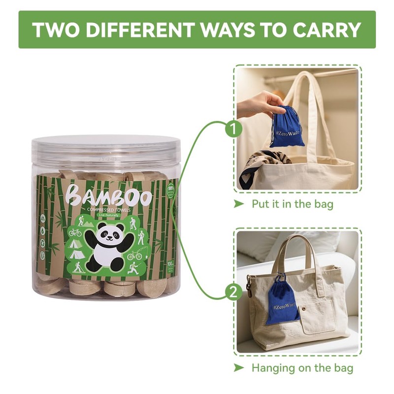 Compressed Towel Tablets - Disposable Bamboo Compostable Toilet Paper Tablets