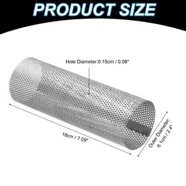 PATIKIL 2.4 Inch Stove Pipe Spark Arrestor Screen, 1Pcs 304 Stainless Steel Filter Chimney Flue 0.06 Inch Hole for Camping Tent Stove Accessories Vent Exhaust, 7.09 Inch Length