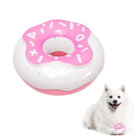Andiker Dog Squeaky Toy, 4.65inches Rubber Dog Chew Toys for Aggressive Chewers, Donut Shape Interactive Dog Toys with a Creamy Flavor for Medium Large Breeds to Chew and Play (Pink)
