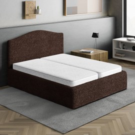 PAULATO BY GA.I.CO. Bed Headboard and Frame Cover - Soft Form Fit Slipcover for Full and Queen Bedframe - 1-Piece Stretch Headboard Protector - Washable Fabric - Dark Brown (Full/Queen 55"-71" Wide)