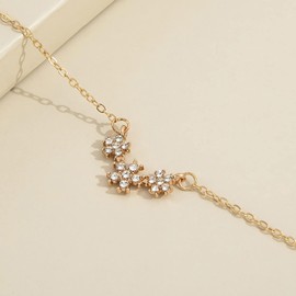 TseenYi Crystal Flower Pendant Necklace Tiny CZ Flower Neckace Shiny Floral Rhinestone Necklace Chain Jewelry for women and Girls Gifts(Gold)