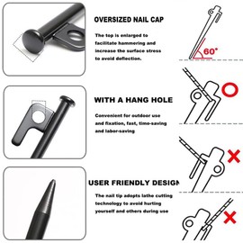 Set of 4 Tent Pegs, Steel Pegs, 7.9 Inch Ground Pegs, Tent Pegs, Tent Pegs, Tent Pegs, Camping Tent Pegs for Camping and Outdoor Hiking Tent Pegs