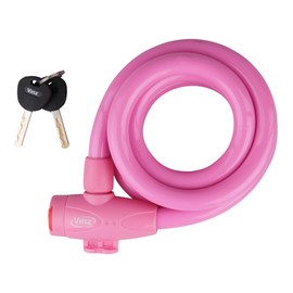 VINZ Musala Cable Lock | 150 cm Long Cable | Lock Bicycle Lock Reinforced Lock | Spiral Lock for Bicycle Diameter 15 mm | Pink