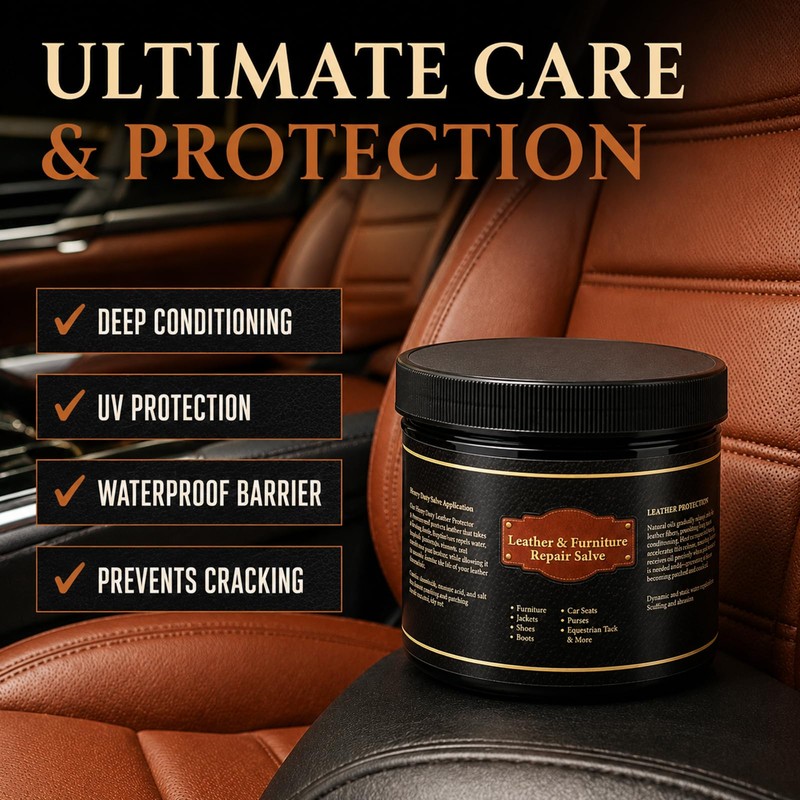 Leather Conditioner and Cleaner Balm for Couches, Car Seats, Boots