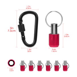 LUEXBOX 1/4 Inch Bit Holder Keychain, Hex Screwdriver Bits Holder Extension Bar, Quick Change Screw Bit Holder for Most Electric, Hand-held Screwdrivers and Drill Bits (B: Red 6pack)