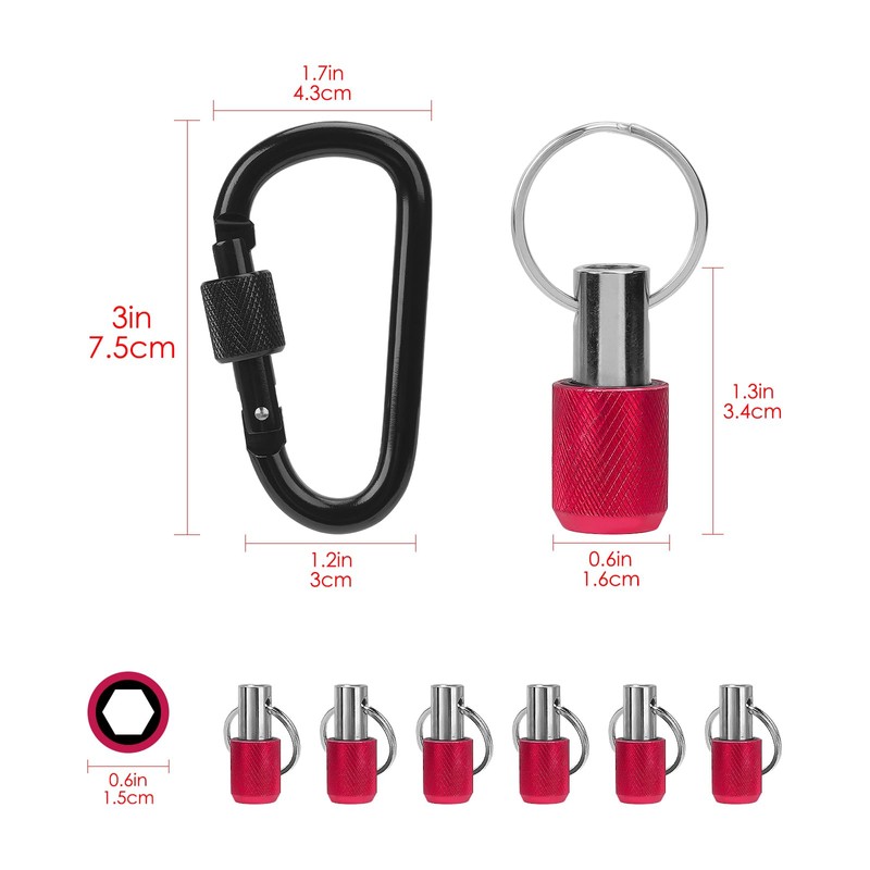 LUEXBOX 1/4 Inch Bit Holder Keychain, Hex Screwdriver Bits Holder