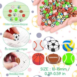 300 Pieces Sports Erasers Football Erasers Mini Erasers Assortment Kids Fun Erasers Tiny Erasers Novelty Pencil Erasers Bulk Mini Erasers for Classroom Gift Rewards Party Favor