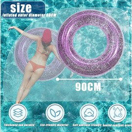 Pool Inflatables Swimming Rings for Adult Teenager, 90cm Sequin Inflatable Pool Float Rubber Ring, Hot Pink Flotation Tubes Rings Pool Floaties Toy for Women Girl Summer Beach Party Water Sport