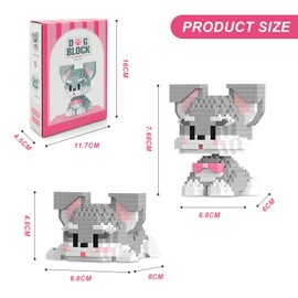 FINELYCR Puppy Clamping Blocks Animals, Schnauzer Micro Building Blocks, Cute Puppy Building Blocks, for Presentation and as a Gift, for Adults and Ages 12+