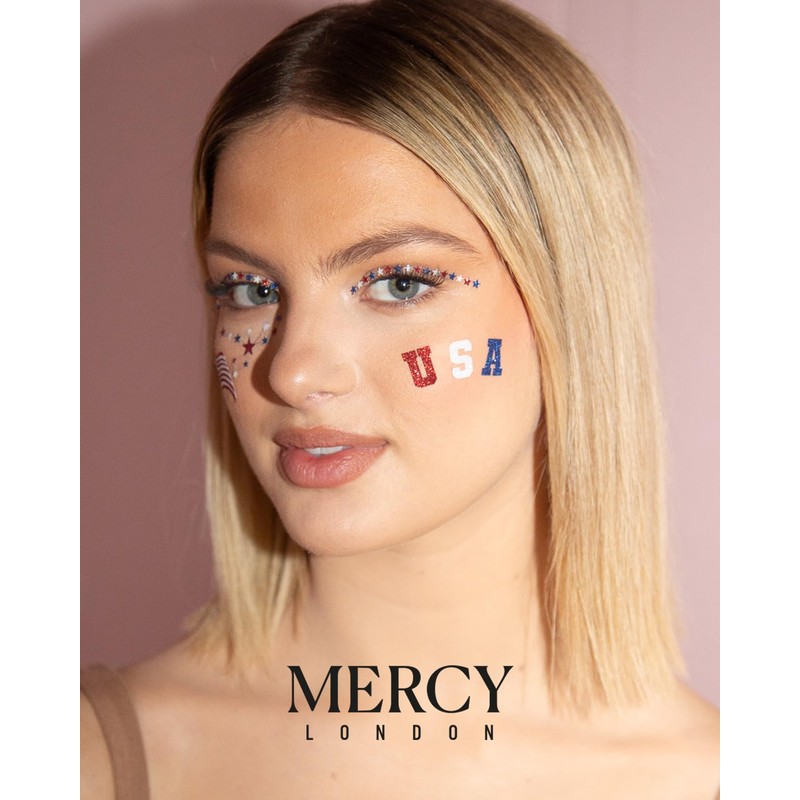 USA Flag & Stars Face Stickers by Mercy London 4th
